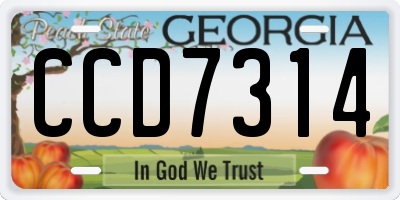 GA license plate CCD7314
