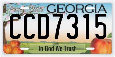 GA license plate CCD7315