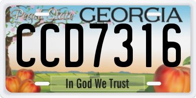 GA license plate CCD7316