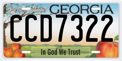 GA license plate CCD7322