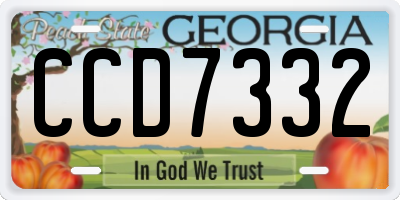 GA license plate CCD7332