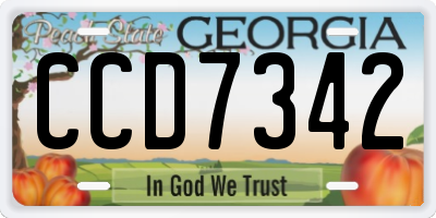 GA license plate CCD7342