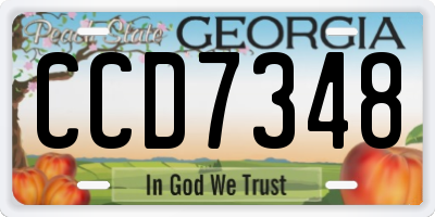 GA license plate CCD7348