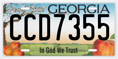 GA license plate CCD7355