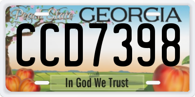 GA license plate CCD7398