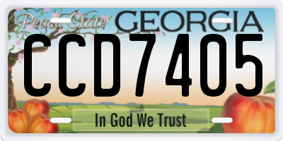 GA license plate CCD7405