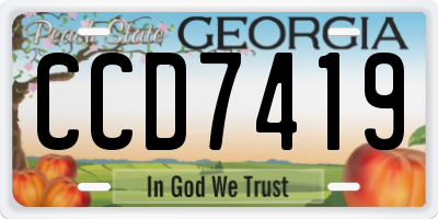 GA license plate CCD7419