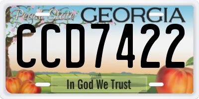 GA license plate CCD7422