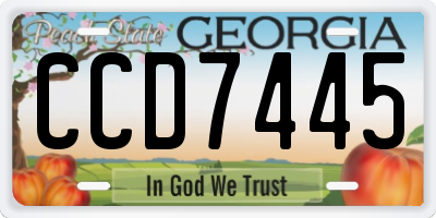 GA license plate CCD7445