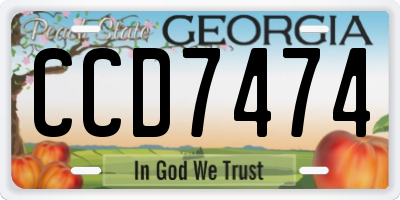 GA license plate CCD7474