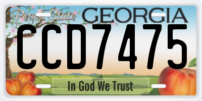 GA license plate CCD7475