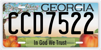 GA license plate CCD7522