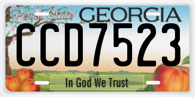 GA license plate CCD7523
