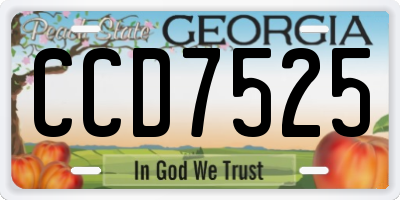 GA license plate CCD7525