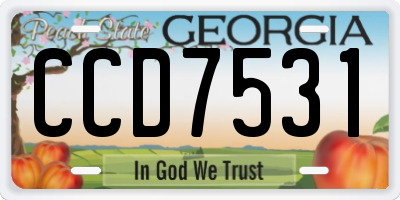 GA license plate CCD7531