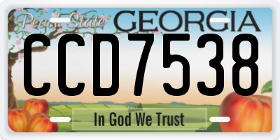 GA license plate CCD7538