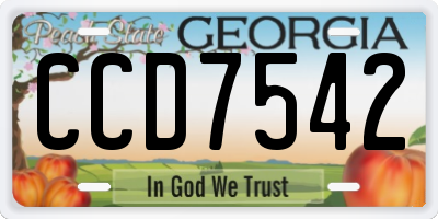 GA license plate CCD7542