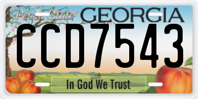 GA license plate CCD7543