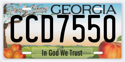 GA license plate CCD7550