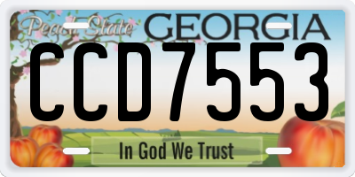 GA license plate CCD7553