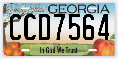 GA license plate CCD7564