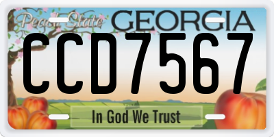 GA license plate CCD7567