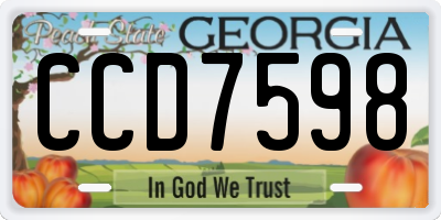 GA license plate CCD7598