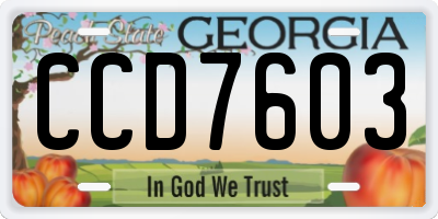 GA license plate CCD7603
