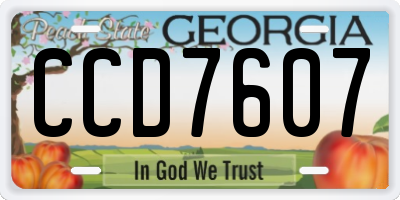GA license plate CCD7607