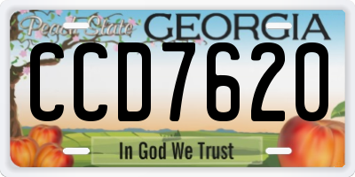 GA license plate CCD7620