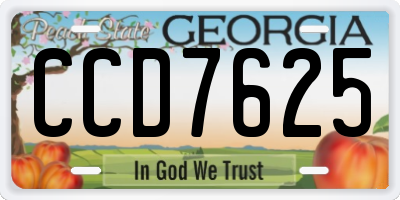 GA license plate CCD7625