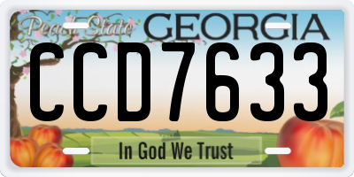 GA license plate CCD7633