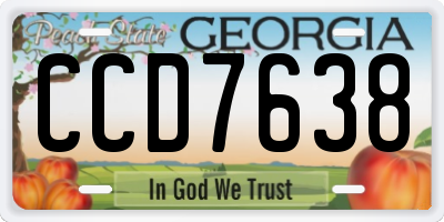 GA license plate CCD7638