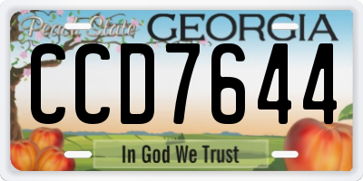 GA license plate CCD7644