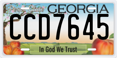 GA license plate CCD7645