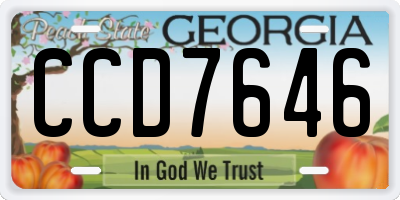 GA license plate CCD7646
