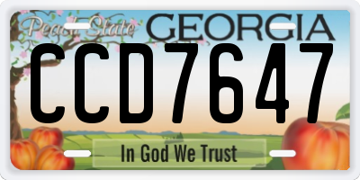 GA license plate CCD7647