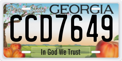 GA license plate CCD7649