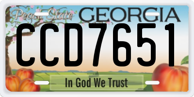 GA license plate CCD7651