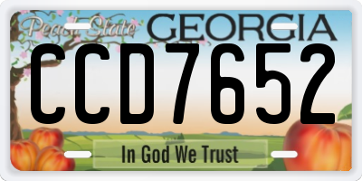 GA license plate CCD7652