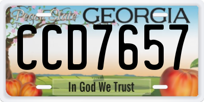 GA license plate CCD7657