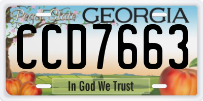GA license plate CCD7663