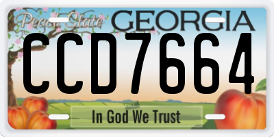 GA license plate CCD7664