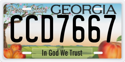 GA license plate CCD7667