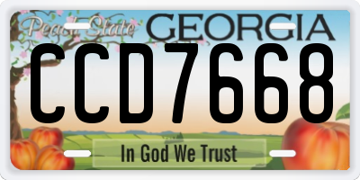GA license plate CCD7668