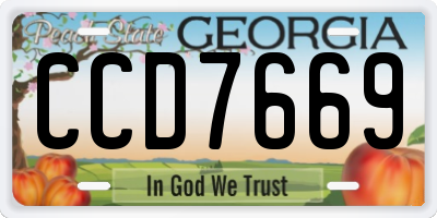 GA license plate CCD7669