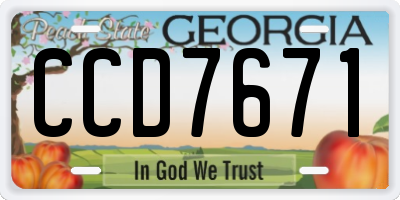 GA license plate CCD7671