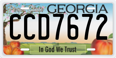 GA license plate CCD7672