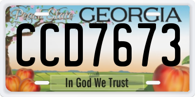 GA license plate CCD7673
