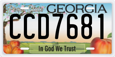 GA license plate CCD7681